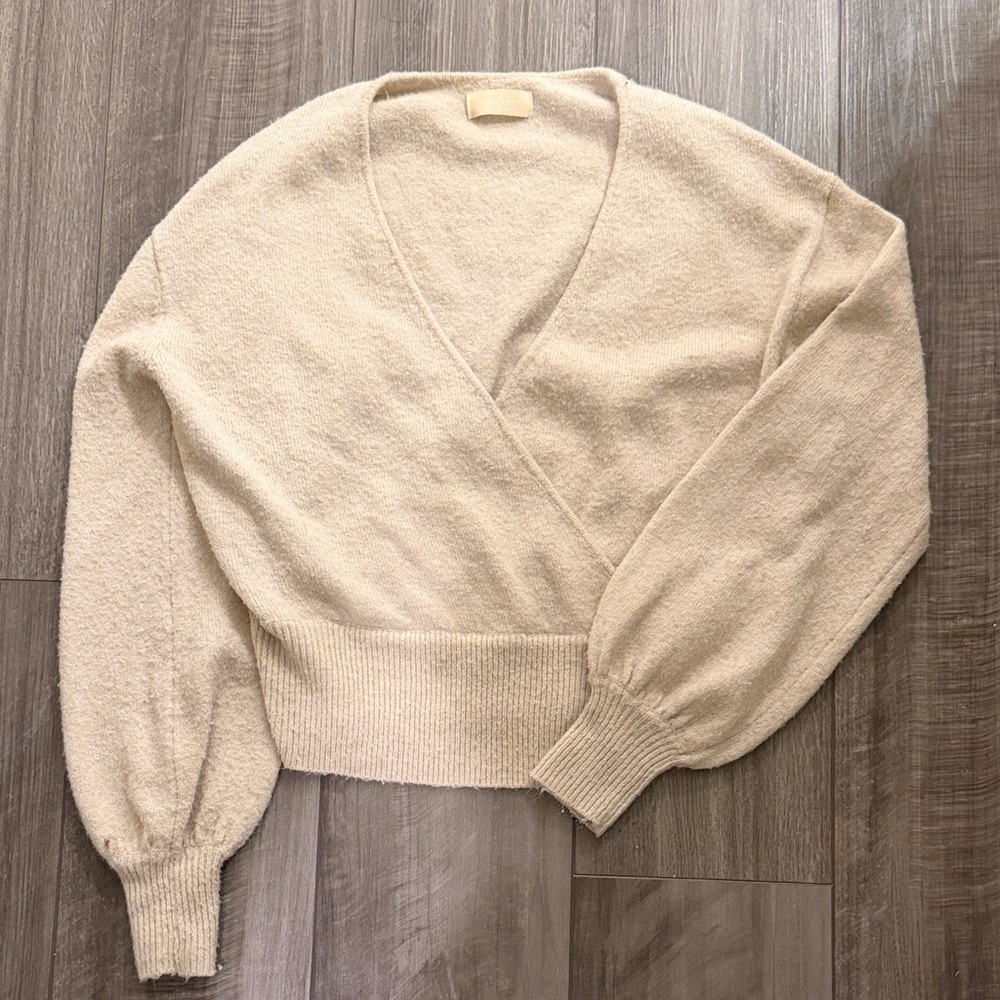Nuuds Light Beige Wrap Front Sweater